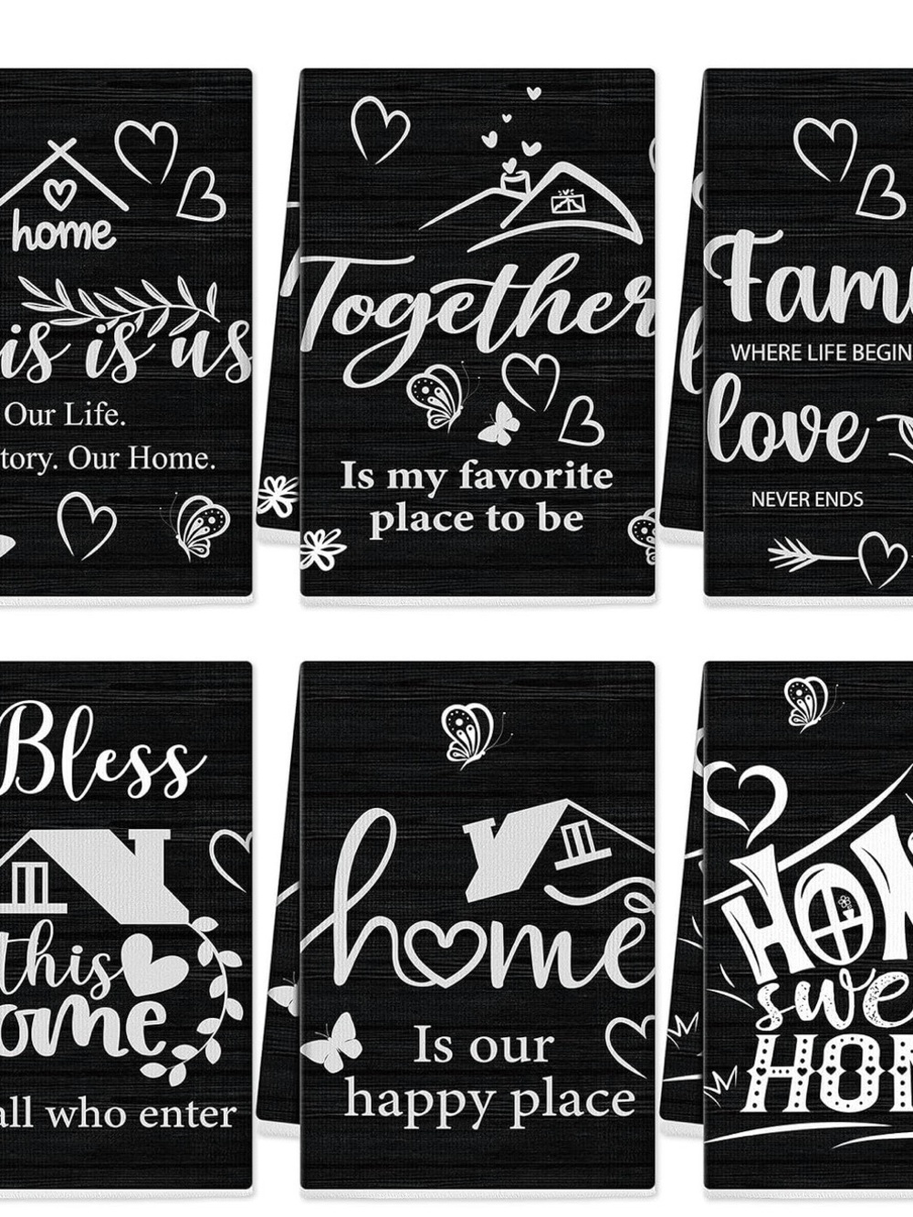 Black and White Kitchen Towels - 6